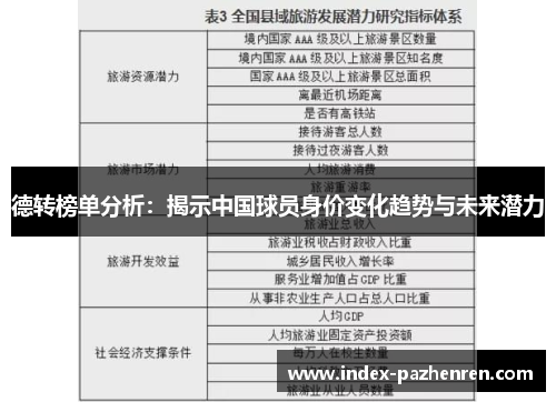 德转榜单分析：揭示中国球员身价变化趋势与未来潜力