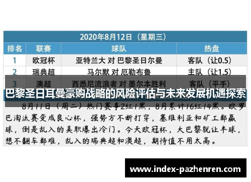 巴黎圣日耳曼豪购战略的风险评估与未来发展机遇探索